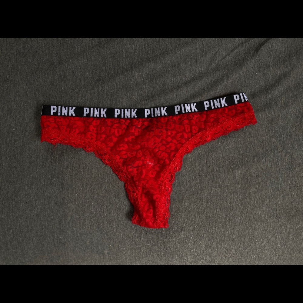 PINK Red Laced Thong